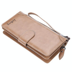 Baellerry S6701 Men Wallet Business Multi-card Mid-length Clutch Buckle Zipper Coin Purse(Brown)
