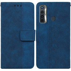 For Tecno Camon 17 Geometric Embossed Leather Phone Case(Blue)