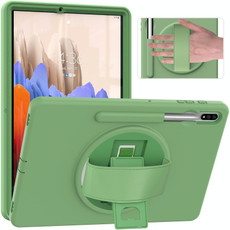 For Samsung Galaxy Tab S8+ / Tab S8 Plus /  Tab S7 FE / Tab S7+ SM-T970 360 Degree Rotation PC + TPU Protective Case with Holder & Hand-strap & Pen Slot(Green)