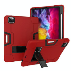 Contrast Color Robot Shockproof Silicone + PC Protective Case with Holder & Pen Slot For iPad Pro 12.9 (2018) / (2020)(Red + Black)