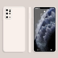 For Samsung Galaxy S20+ Solid Color Imitation Liquid Silicone Straight Edge Dropproof Full Coverage Protective Case(White)