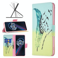 For OPPO Realme 9 Pro+ Colored Drawing Pattern Leather Phone Case(Feather) For OPPO Realme 9 Pro+ Colored Drawing Pattern Leather Phone Case(Feather)