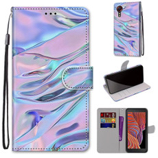 For Samsung Galaxy Xcover 5 Coloured Drawing Cross Texture Horizontal Flip PU Leather Case with Holder & Card Slots & Wallet & Lanyard(Fluorescent Water Texture)