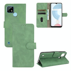 For OPPO Realme C21 Solid Color Skin Feel Magnetic Buckle Horizontal Flip Calf Texture PU Leather Case with Holder & Card Slots & Wallet(Green)
