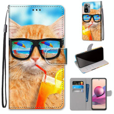 For Xiaomi Redmi Note 10 4G / Note 10s Coloured Drawing Cross Texture Horizontal Flip PU Leather Case with Holder & Card Slots & Wallet & Lanyard(Cat Drinking Soda)