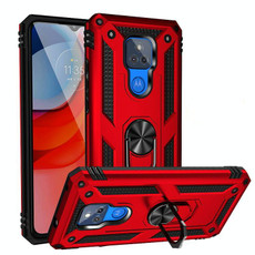 For Motorola Moto G Play (2021) Shockproof TPU + PC Protective Case with 360 Degree Rotating Holder(Red)
