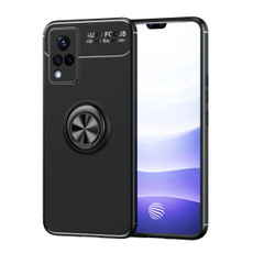 For vivo S9 Metal Ring Holder 360 Degree Rotating TPU Case(Black+Black)
