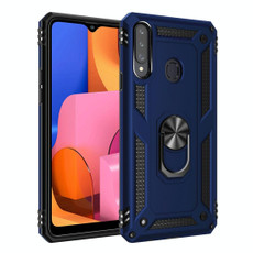 For Galaxy A20s Armor Shockproof TPU + PC Protective Case with 360 Degree Rotation Holder(Blue)
