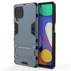 For Samsung Galaxy F62 / M62 Shockproof PC + TPU Protective Case with Hidden Holder(Navy Blue)