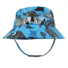 outfly Ocean-Style Child Sunscreen Fisherman Hat, Size: S 54-56cm(Blue Background Anemone)