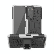 For Xiaomi Redmi K40 Tire Texture Shockproof TPU+PC Protective Case with Holder(White)