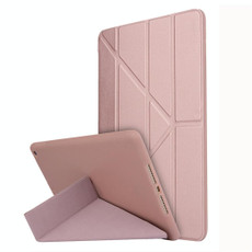 For iPad 10.2 2021 / 2020 / 2019 TPU Horizontal Deformation Flip Leather Case with Holder(Rose Red)