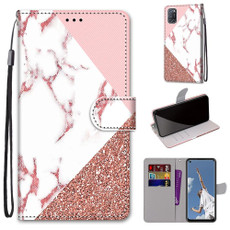 For OPPO A52 / A92 / A72 Coloured Drawing Cross Texture Horizontal Flip PU Leather Case with Holder & Card Slots & Wallet & Lanyard(Pink Stone Texture)