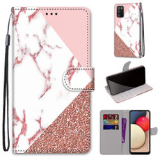 For Samsung Galaxy A02s / M02s Coloured Drawing Cross Texture Horizontal Flip PU Leather Case with Holder & Card Slots & Wallet & Lanyard(Pink Stone Texture)