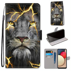 For Samsung Galaxy A02s / M02s Coloured Drawing Cross Texture Horizontal Flip PU Leather Case with Holder & Card Slots & Wallet & Lanyard(Fission Lion)