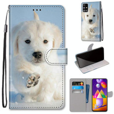 For Samsung Galaxy M31s Coloured Drawing Cross Texture Horizontal Flip PU Leather Case with Holder & Card Slots & Wallet & Lanyard(Snow Puppy)