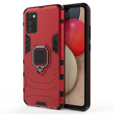 For Samsung Galaxy A02s(EU Edition) PC + TPU Shockproof Protective Case with Magnetic Ring Holder(Red)