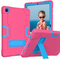 For Samsung Galaxy Tab A7 10.4 (2020) T500 Contrast Color Robot Shockproof Silicon + PC Protective Case with Holder(Rose Red + Blue) For Samsung Galaxy Tab A7 10.4 (2020) T500 Contrast Color Robot Shockproof Silicon + PC Protective Case with Holder(Rose Red + Blue)