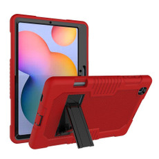 Contrast Color Robot Shockproof Silicone + PC Protective Case with Holder For Samsung Galaxy Tab S6 Lite P610(Red Black) Contrast Color Robot Shockproof Silicone + PC Protective Case with Holder For Samsung Galaxy Tab S6 Lite P610(Red Black)