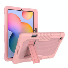 Contrast Color Robot Shockproof Silicone + PC Protective Case with Holder For Samsung Galaxy Tab S6 Lite P610(Rose Gold) Contrast Color Robot Shockproof Silicone + PC Protective Case with Holder For Samsung Galaxy Tab S6 Lite P610(Rose Gold)