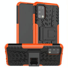For Samsung Galaxy A02s (US Edition) Tire Texture Shockproof TPU+PC Protective Case with Holder(Orange)