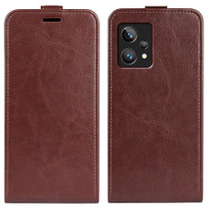 For OPPO Realme 9 Pro+ R64 Texture Vertical Flip Leather Phone Case(Brown)