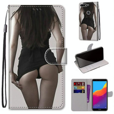 For Huawei Y7 (2018) / Enjoy 8 Coloured Drawing Cross Texture Horizontal Flip PU Leather Case with Holder & Card Slots & Wallet & Lanyard(Upskirt)