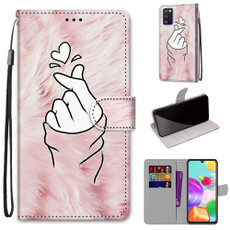 For Samsung Galaxy A41 Coloured Drawing Cross Texture Horizontal Flip PU Leather Case with Holder & Card Slots & Wallet & Lanyard(Pink Hands Than Hearts)