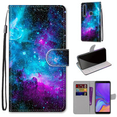 For Samsung Galaxy A9 2018 Coloured Drawing Cross Texture Horizontal Flip PU Leather Case with Holder & Card Slots & Wallet & Lanyard(Purple Green Starry Sky) For Samsung Galaxy A9 2018 Coloured Drawing Cross Texture Horizontal Flip PU Leather Case with Holder & Card Slots & Wallet & Lanyard(Purple Green Starry Sky)