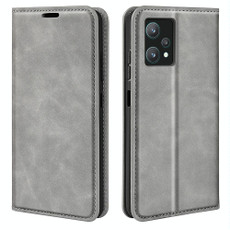 For OPPO Realme 9 Pro Retro-skin Magnetic Suction Leather Phone Case(Grey) For OPPO Realme 9 Pro Retro-skin Magnetic Suction Leather Phone Case(Grey)