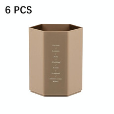 6 PCS Simple Modern Office Desktop Storage Pen Holder(Khaki)