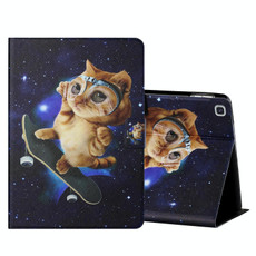 For Samsung Galaxy Tab S6 Lite P610/P615 Colored Drawing Horizontal Flip Leather Case with Holder & Card Slots(Skateboard Cat)