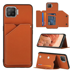 For OPPO F17 Skin Feel PU + TPU + PC Back Cover Shockproof Case with Card Slots & Holder & Photo Frame(Brown) For OPPO F17 Skin Feel PU + TPU + PC Back Cover Shockproof Case with Card Slots & Holder & Photo Frame(Brown)