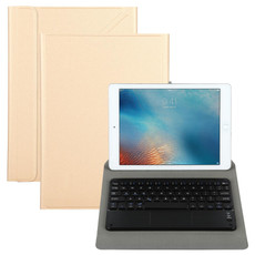 Universal Detachable Bluetooth Keyboard + Leather Tablet Case with Touchpad for iPad 9-10 inch, Specification:Black Keyboard(Gold)