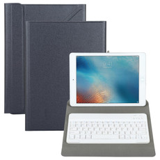 Universal Detachable Bluetooth Keyboard + Leather Tablet Case without Touchpad for iPad 9-10 inch, Specification:White Keyboard(Black)