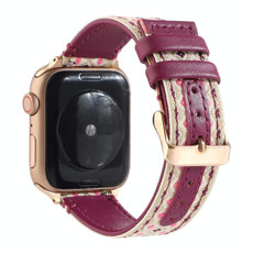 Ethnic Leather Watch Band For Apple Watch Series 7 41mm / 6 & SE & 5 & 4 40mm / 3 & 2 & 1 38mm(Purple)