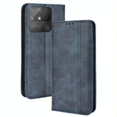 For OPPO Realme Narzo 50A Magnetic Buckle Retro Texture Leather Phone Case(Blue) For OPPO Realme Narzo 50A Magnetic Buckle Retro Texture Leather Phone Case(Blue)