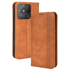 For OPPO Realme Narzo 50A Magnetic Buckle Retro Texture Leather Phone Case(Brown) For OPPO Realme Narzo 50A Magnetic Buckle Retro Texture Leather Phone Case(Brown)