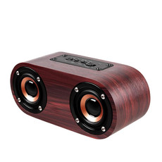 Q8 Bluetooth 4.2 Classic Wooden Double Horns Bluetooth Speaker(Walnut Texture)