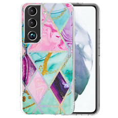 For Samsung Galaxy S22 5G Electroplating TPU Protective Phone Case(Triangular Rhombus)