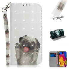 3D Painting Pattern Coloured Drawing Horizontal Flip Leather Case with Holder & Card Slots & Wallet For LG V40 ThinQ(Pug)