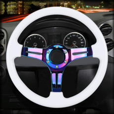 Car Colorful Modified Racing Sport Horn Button Steering Wheel, Diameter: 35cm(White)