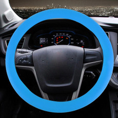 Crocodile Texture Universal Rubber Car Steering Wheel Cover For 32-40cm Wheel (Blue)