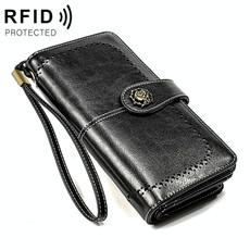 3556 Large Capacity Long Multi-function Anti-magnetic RFID Wallet Clutch for Ladies with Card Slots (Black)