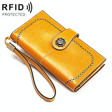 3526 Vintage Oil Wax Texture Large Capacity Long Multi-function Anti-magnetic RFID Wallet Clutch for Ladies (Yellow) 3526 Vintage Oil Wax Texture Large Capacity Long Multi-function Anti-magnetic RFID Wallet Clutch for Ladies (Yellow)