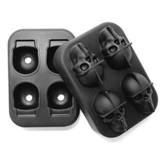 2 PCS Bar Whiskey Silicone Ice Tray Mold, Specification: 4 Grid Skull(Black)