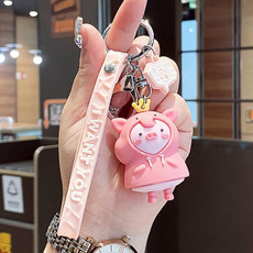 5 PCS MX-80002 Raincoat Piggy Keychain Cute Soft Rubber Doll Car Keyring(Elephant)