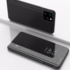 For Xiaomi Mi 11 Plated Mirror Horizontal Flip Leather Case with Holder(Black)