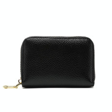 1626 Short RFID Anti-Theft Brush Multiple Card-Binding Card Package Ladies Cowhide Zipper Wallet(Black)