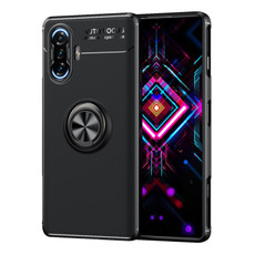For Xiaomi Redmi K40 Gaming Metal Ring Holder 360 Degree Rotating TPU Case(Black+Black)
